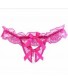 Women Sexy Pearl T-back Lace Bow Underwear G String Crotchless Temptation Thongs 